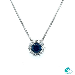 18KW Blue Sapphire Diamond Necklace