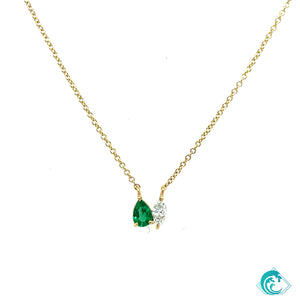 18KY Emerald & Diamond Necklace
