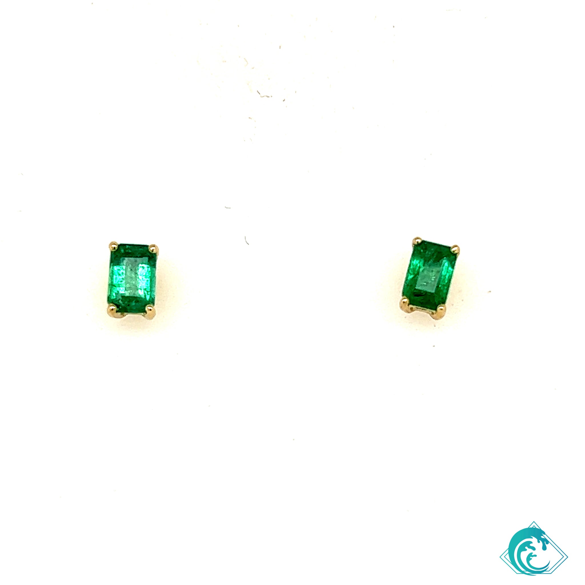 14KY Emerald Studs