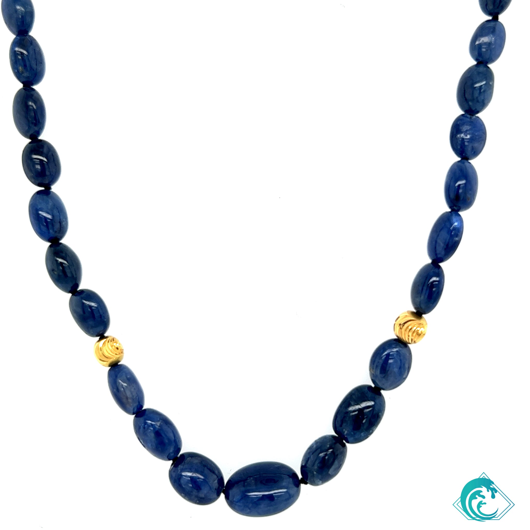 18K YG Burmese Blue Sapphire Necklace