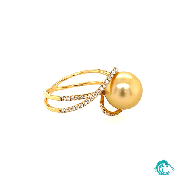 18KY Golden Indonesian Pearl Riah Diamond Ring