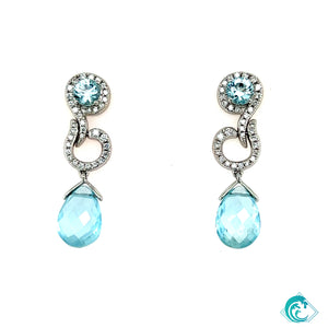 14KW Aquamarine & Diamond Earrings