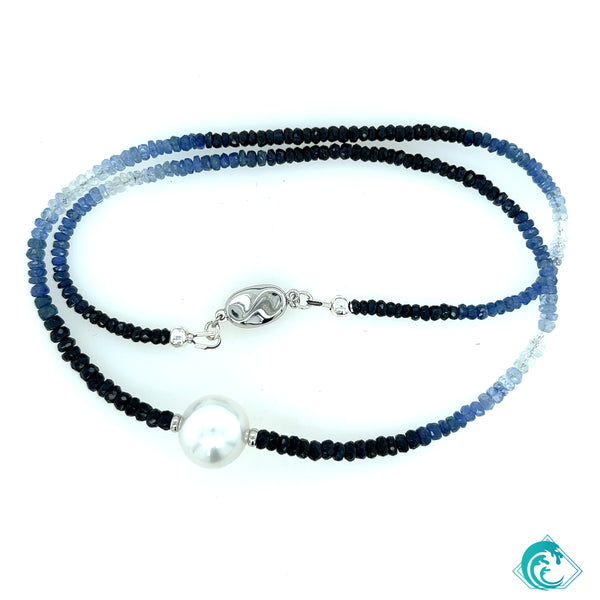 Blue Sapphire Ombré South Sea Pearl Necklace