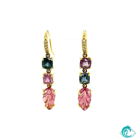 18KY Spinel & Pink Tourmaline Joyce Earrings