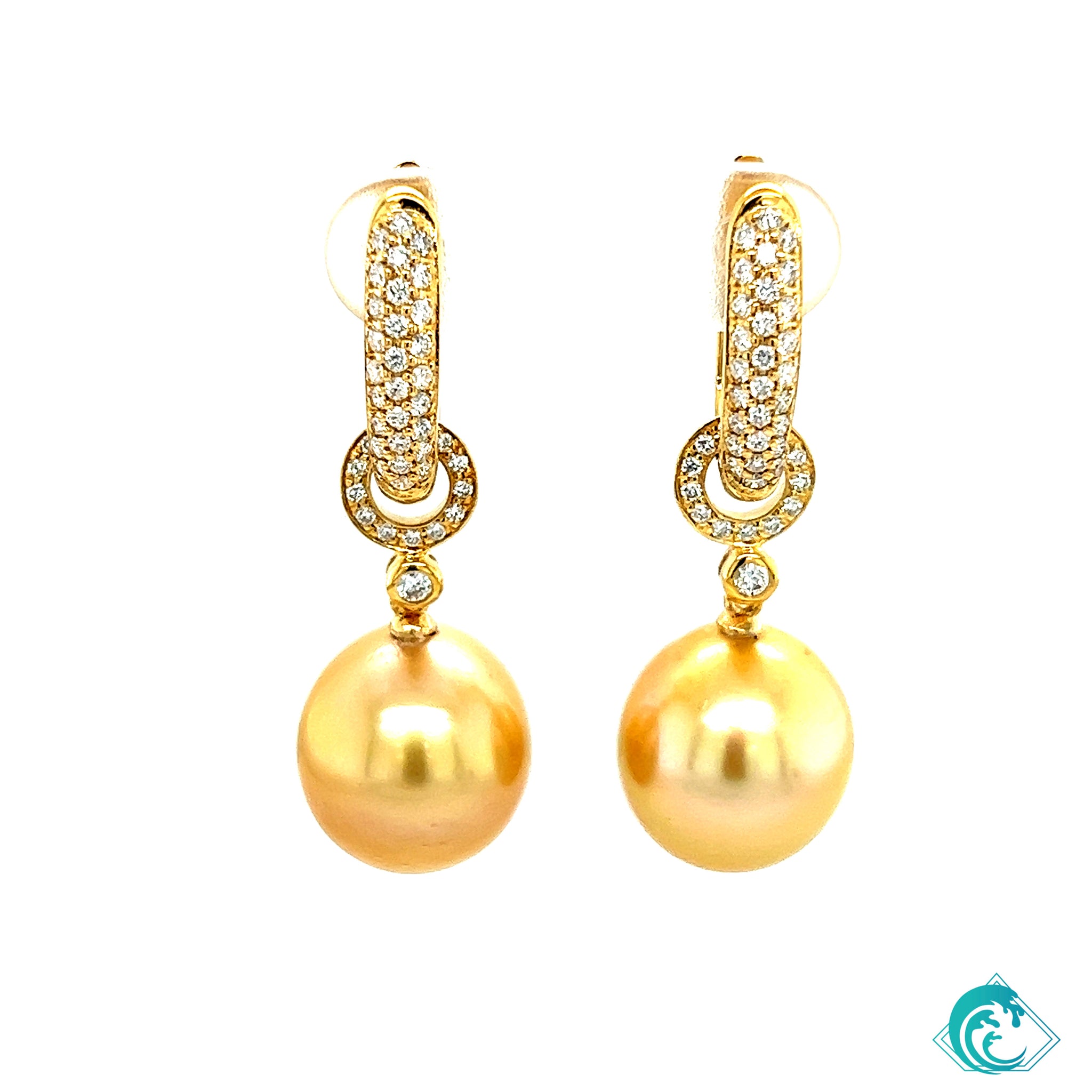 18KY Golden Indonesian Pearl Iniki Earrings