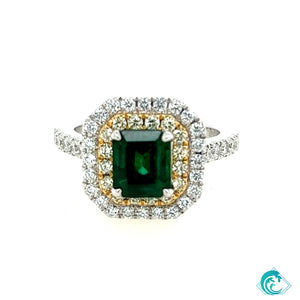 14KWY Emerald and Diamond Ring