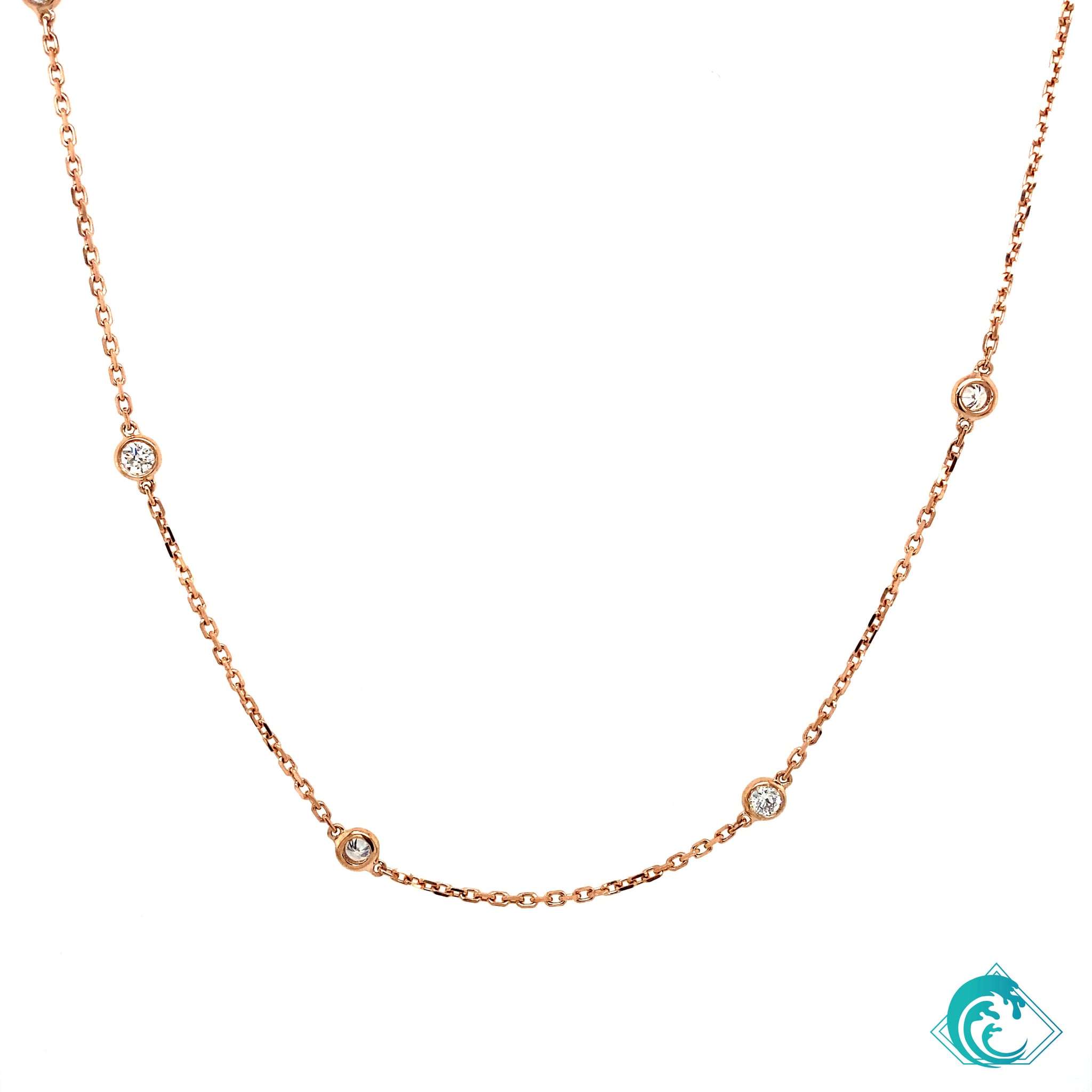 14KR Sustainably Created Diamond 9 Station Necklace (long)