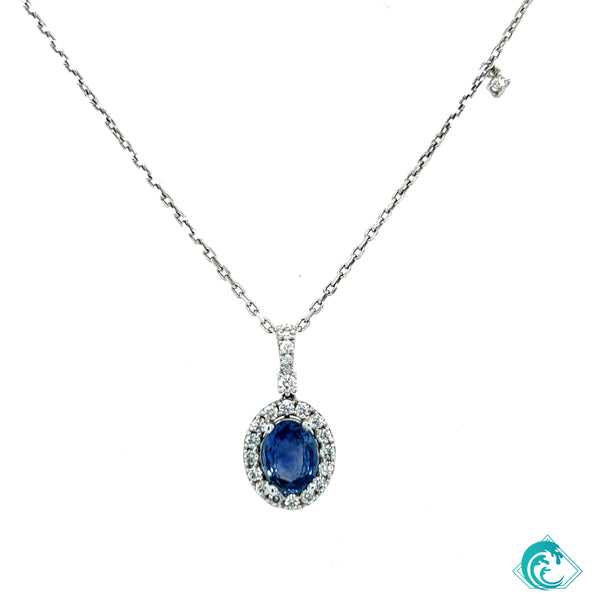 14KW Sapphire Necklace with Diamond Accent