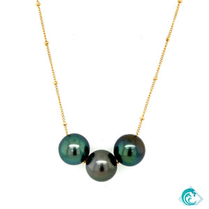 Gold Filled Triple Tahitian Pearl Necklace