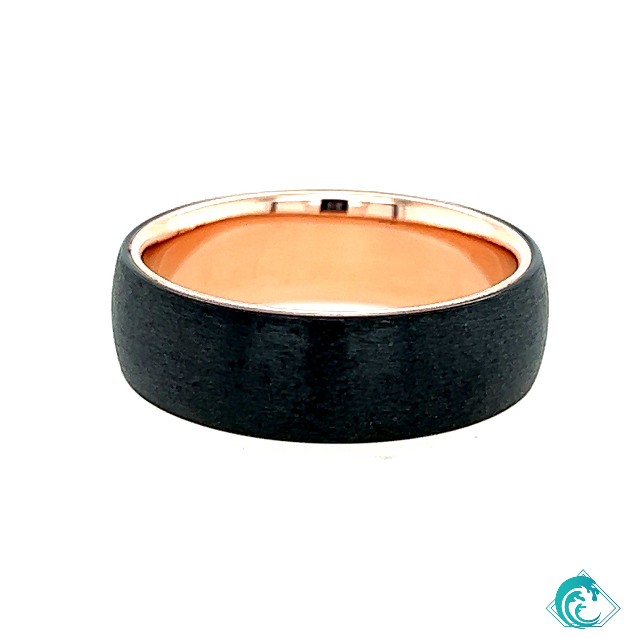 7mm Dome Rose Gold With Zirconium Overlay Band
