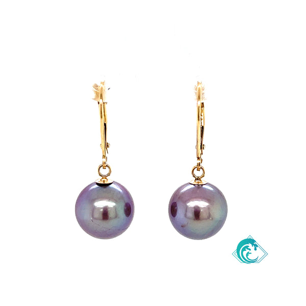 14KY Purple Edison Pearl Earrings