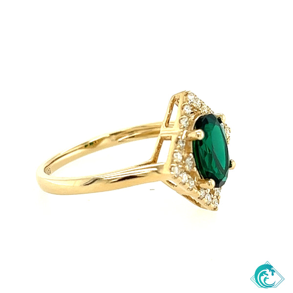 14KY Lab Grown Emerald & Diamond Ring
