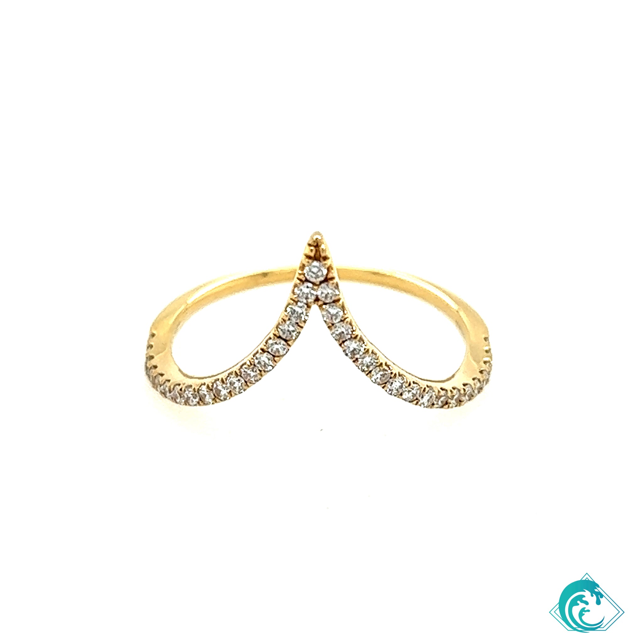 18KY Diamond V Ring