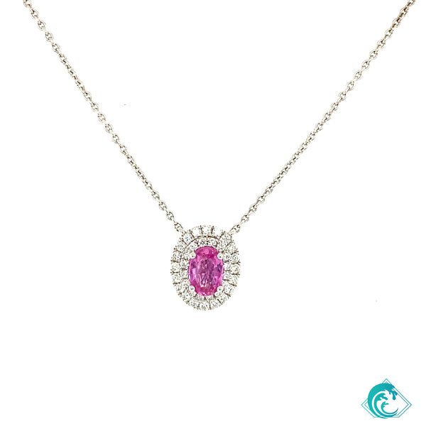 18KW Pink Sapphire Oval Pendant