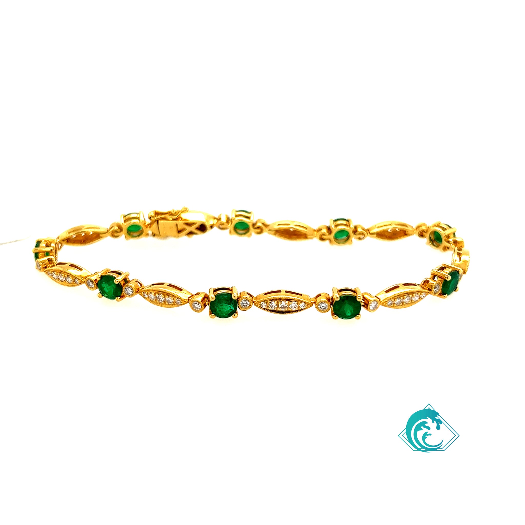 18KY Emerald & Diamond Bracelet