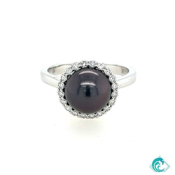 14KW Tahitian Pearl & Diamond Ring