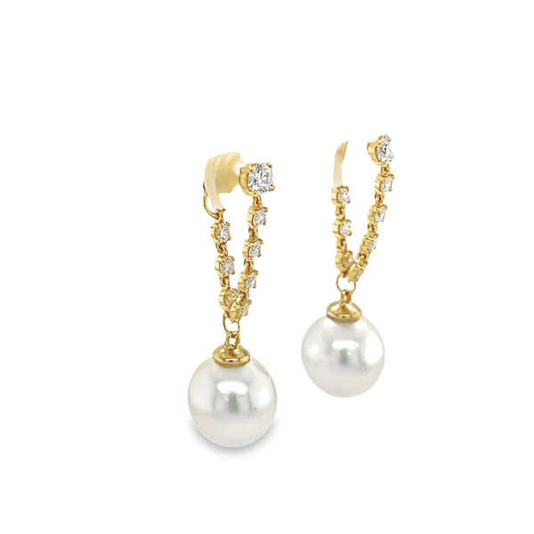 14KY Australian Pearl Diamond Drop Earrings