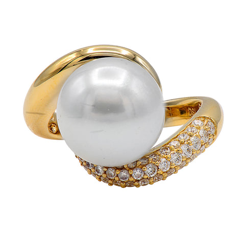 18KY White Australian Pearl Tina Ring